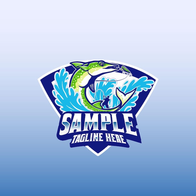 Logo de plantilla pescando en la ola