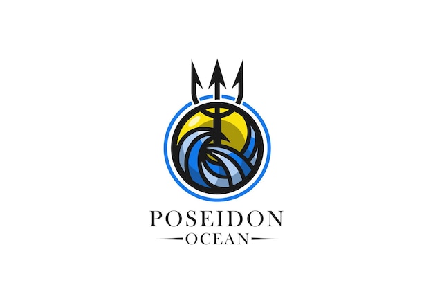 Logo poseidon ocean para cafe restaurante bebidas y alimentos