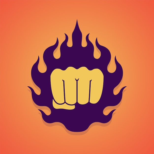 Logo de puño de fuego con estilo simple