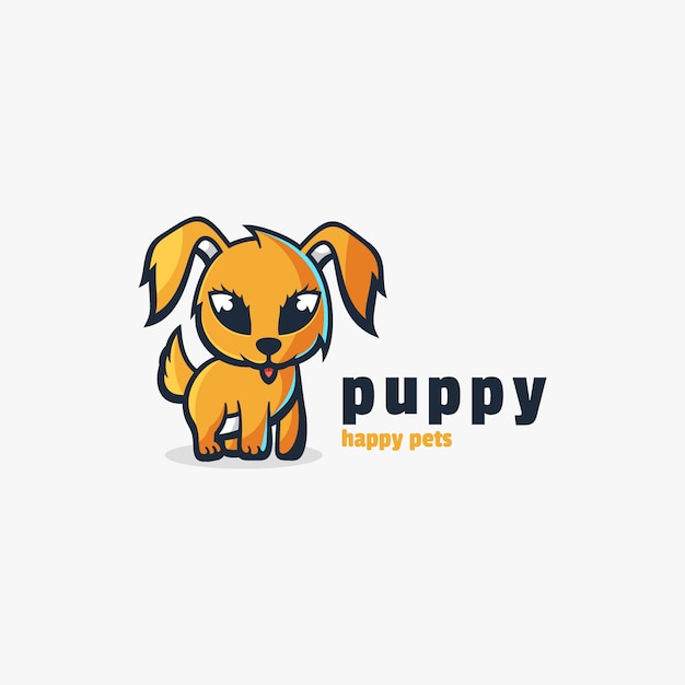 Logo Puppy Cute Cartoon Style.