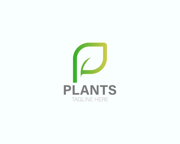 Un logo que dice plantas con una hoja