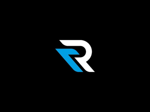 Logo r en blanco y negro con fondo negro