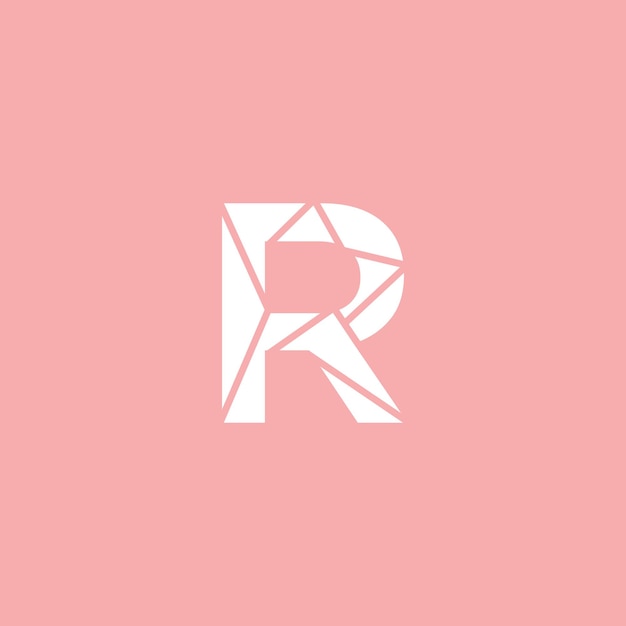 Vector logo r es blanco con fondo rosa