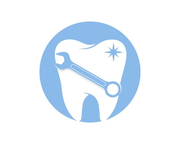 Vector logo de reparación de dientes con llave dentro