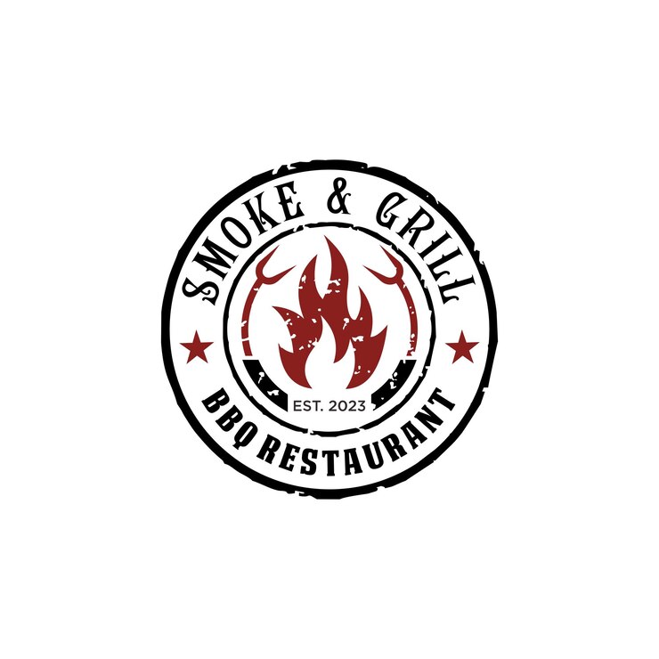 Vector un logo para un restaurante de barbacoa llamado smoke & grill.