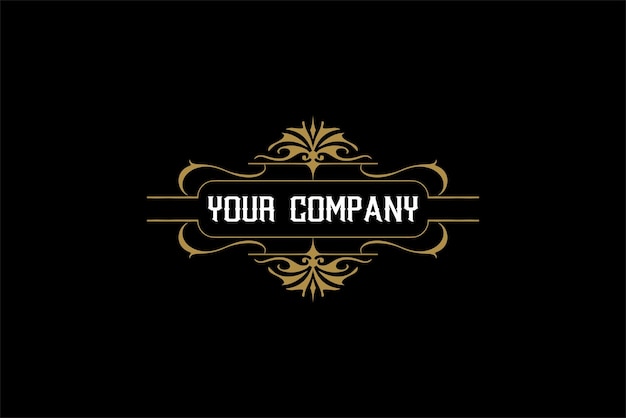 Logo retro vintage con adornos florales