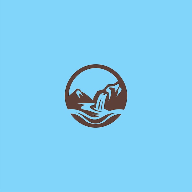 Logo de Roca y Agua Fluyente Un logotipo de roca y agua tranquila que simboliza la estabilidad y la serenidad