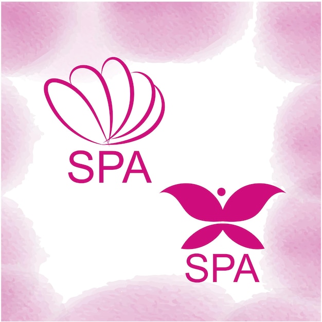 Un logo rosa y morado con la palabra spa y mariposa.