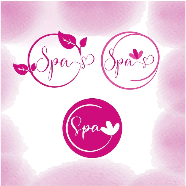 Vector logo rosa y morado con la palabra spa