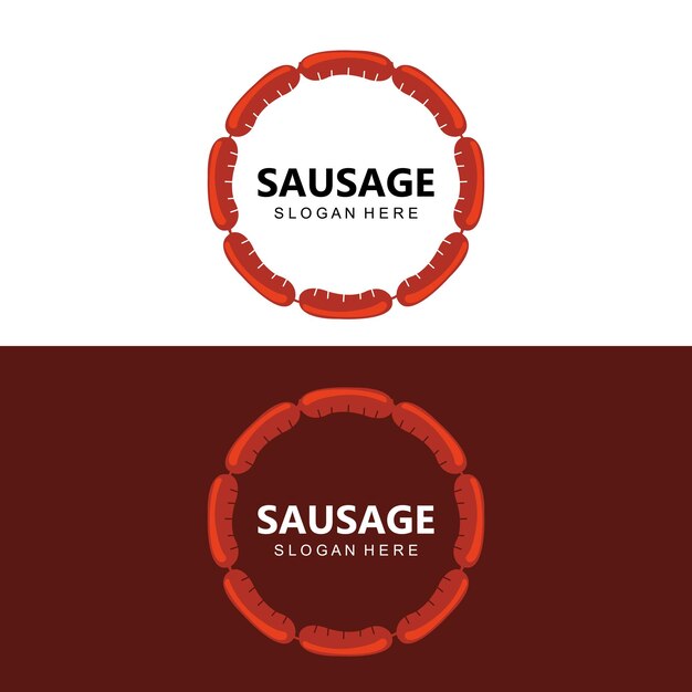 Logo de salchicha Diseño de vectores de comida moderna para marcas de comida a la parrilla Tienda de salchichas BBQ Hotdog