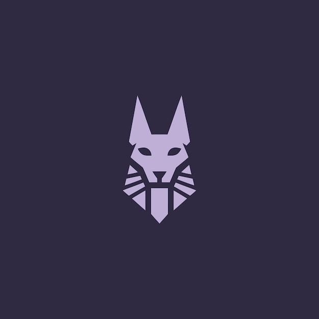 Logo sencillo de Anubis, dios egipcio, con un estilo limpio e icónico de arte lineal