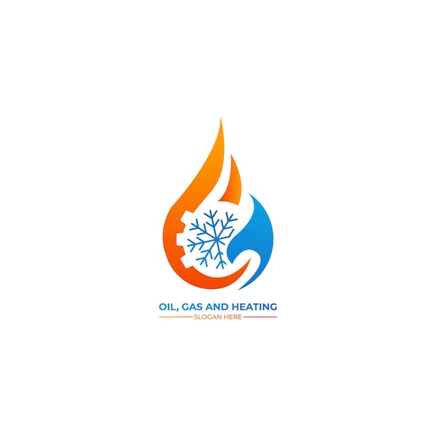 Logo del servicio de calefacción, hvac, aceite, gas, aire acondicionado, logo de fuego