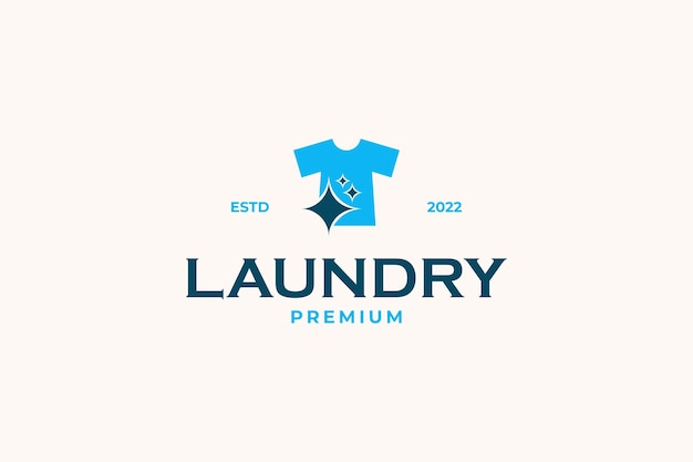 Logo de servicio de lavandería con diseño de icono de camisa