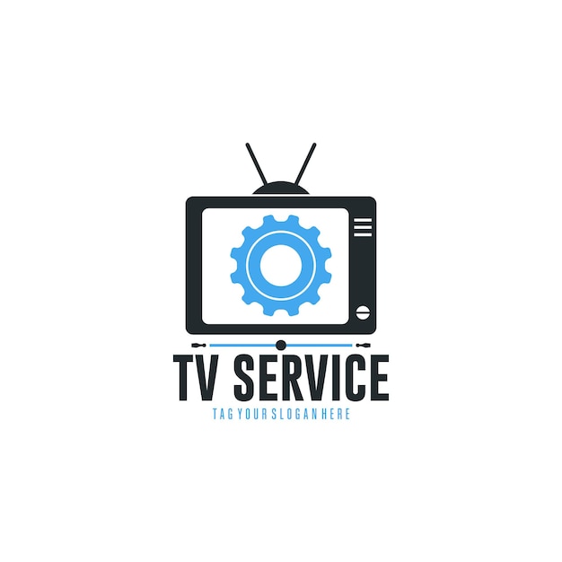 Logo de servicio de tv vector de diseño clásico y moderno