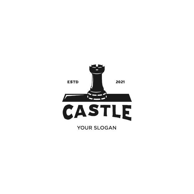 Logo de silueta de castillo aislado en blanco