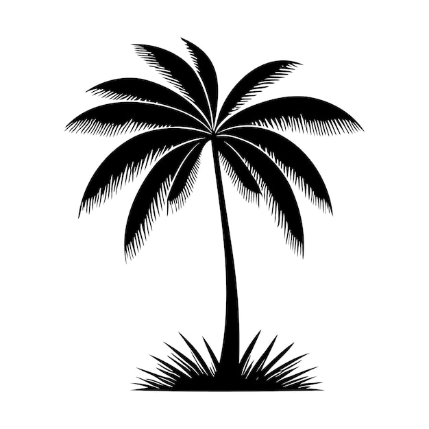 Logo de silueta de palmera aislado sobre fondo blanco