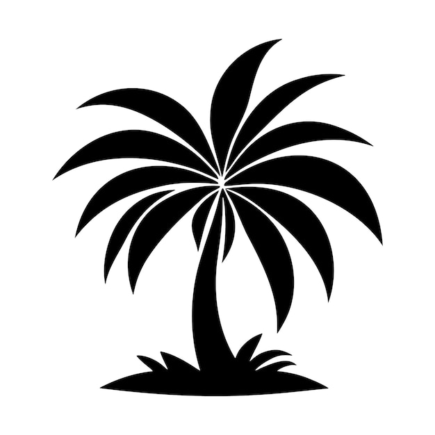 Vector logo de silueta de palmera aislado sobre fondo blanco