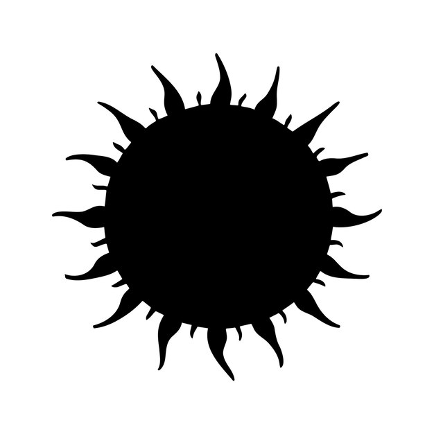 Logo de silueta de sol aislado sobre fondo blanco