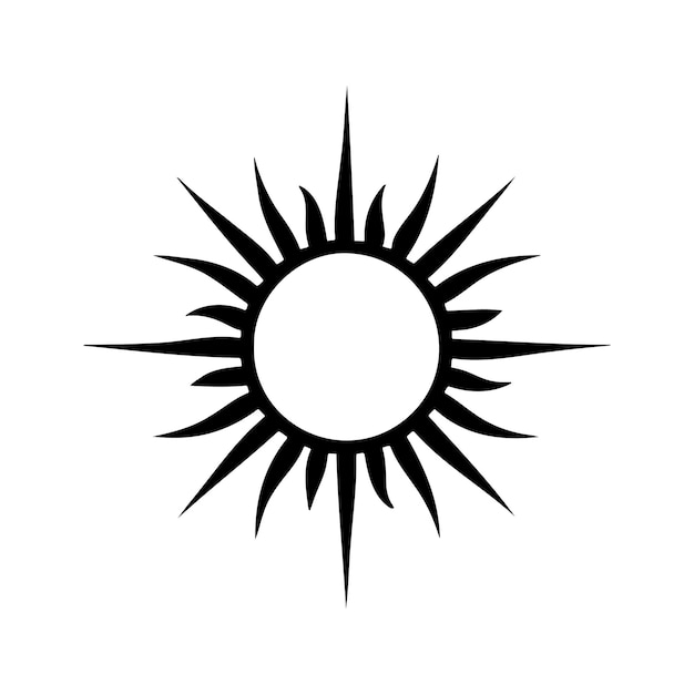 Logo de silueta de sol aislado sobre fondo blanco