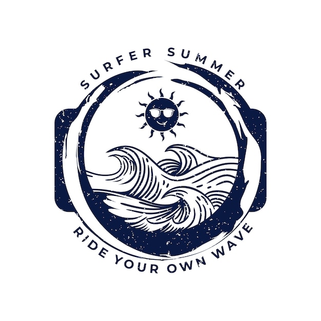 Logo de surf Vector de diseño de ilustración de surf de verano