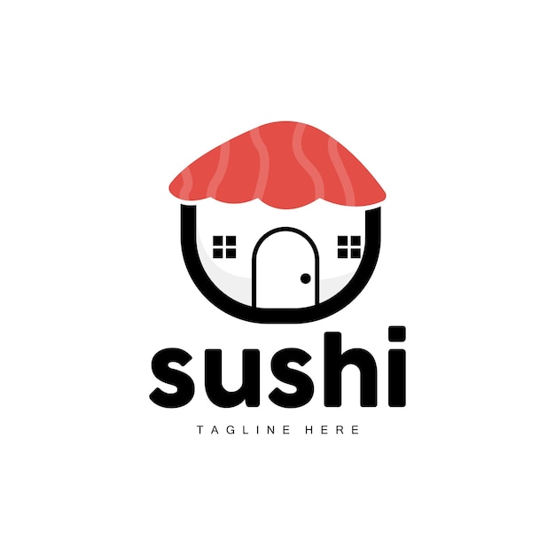 Logo Sushi Comida Rápida Japonesa Diseño Vector Icono Plantilla Símbolo