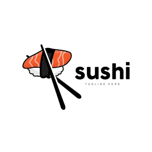 Logo Sushi Comida Rápida Japonesa Diseño Vector Icono Plantilla Símbolo