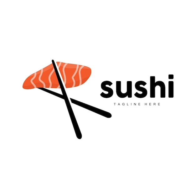 Logo Sushi Comida Rápida Japonesa Diseño Vector Icono Plantilla Símbolo