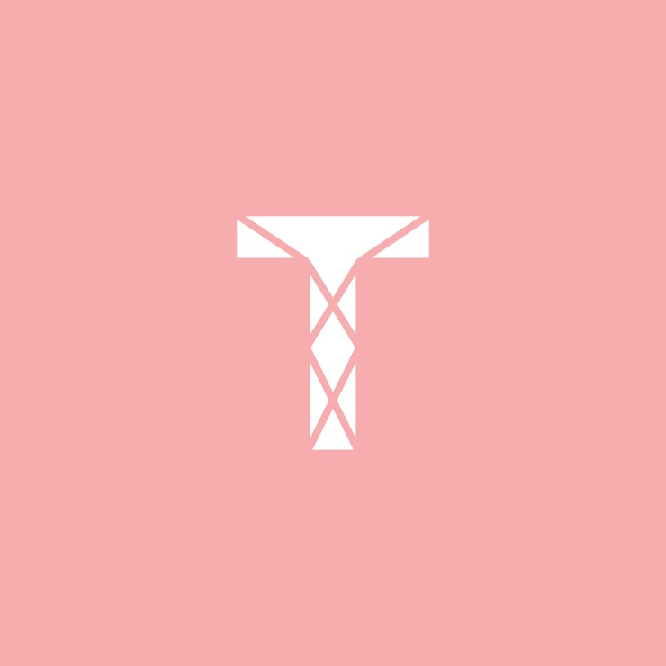 Vector logo t es blanco con fondo rosa