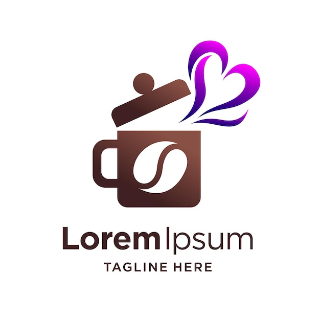 logo de taza de café con concepto de amor