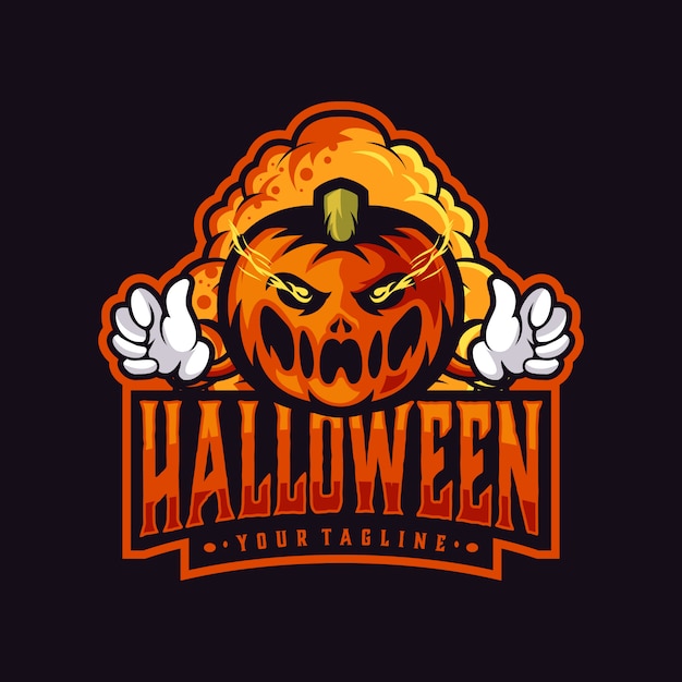 Logo de tema de halloween con calabaza