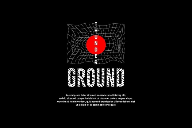 Un logo para Thunder Ground con un círculo rojo en el centro.