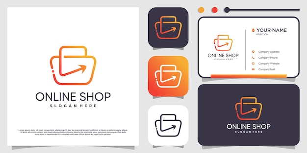 Logo de tienda online con concepto creativo Vector Premium