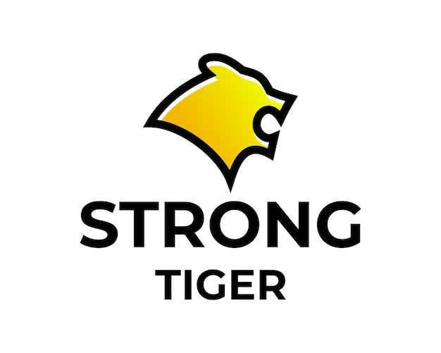Un logo de tigre amarillo con un tigre amarillo en el frente