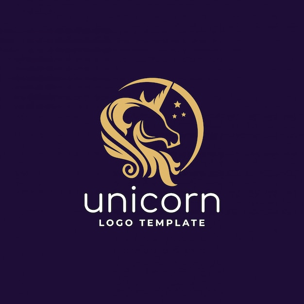 Vector logo de unicornio con media luna