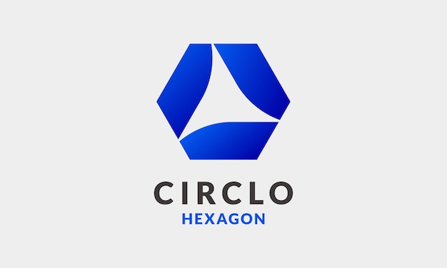 Vector logo vector azul hexagonal elemento gráfico monocromo redondo