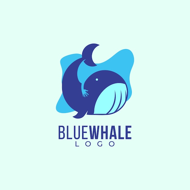 Logo de vector de ballena azul fresco