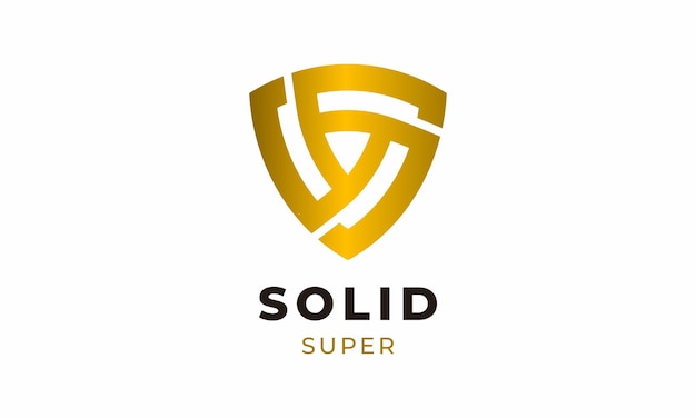 Logo vector oro escudo letra S logotipo concepto minimalismo símbolo seguridad