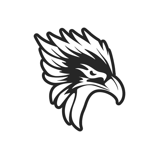 Un logo vectorial en blanco y negro de un águila