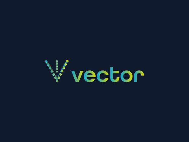 Logo verde y azul con el vector de letra