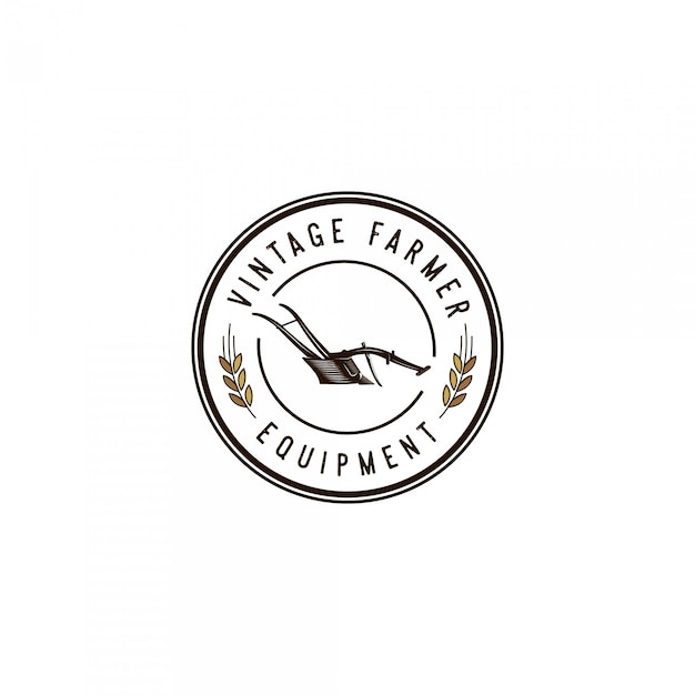 Logo vintage de equipo de agricultor