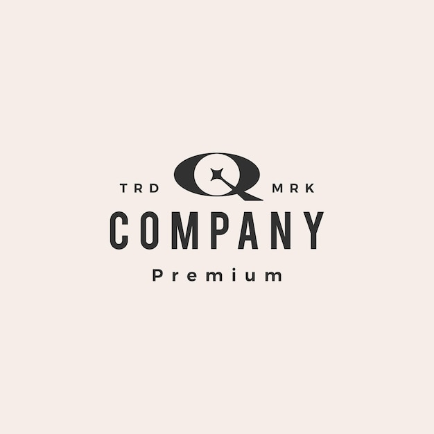 Logo vintage de letra Q estrella hipster