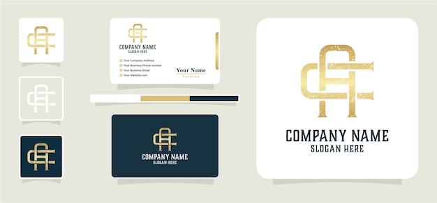 Logo Vintage y Retro colección letra AC CA color dorado con efecto de mancha inspiración en el diseño del logotipo