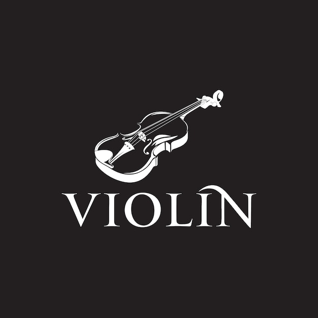 Logo de violín silueta vintage en blanco y negro