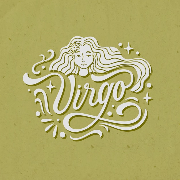 Logo virgo dibujado a mano con mujer