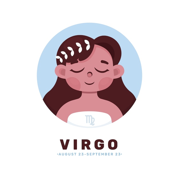 Logo de virgo de diseño plano con mujer