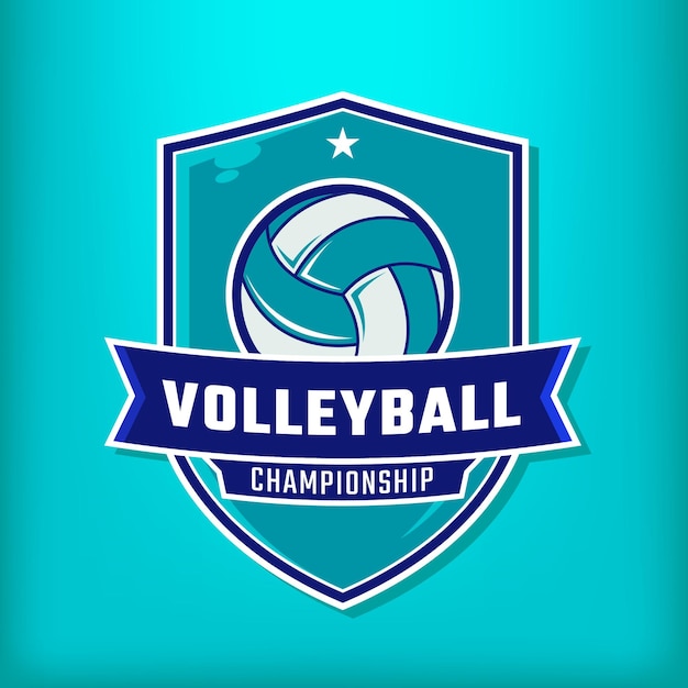 Logo de voleibol para torneo universitario sobre fondo azul claro