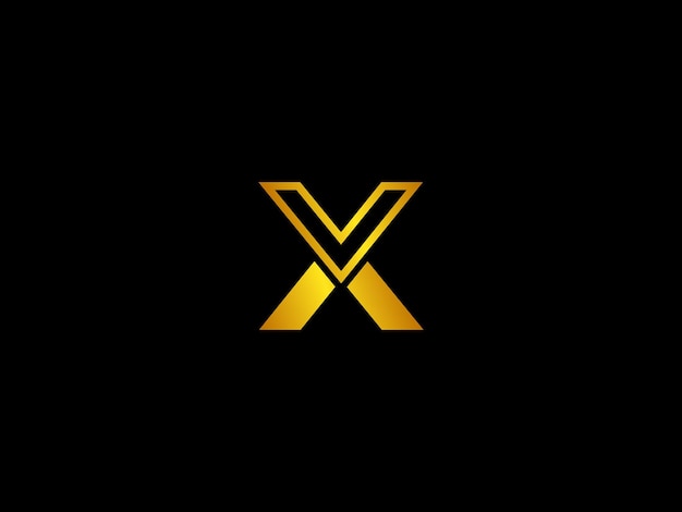 Logo x dorado sobre un fondo negro