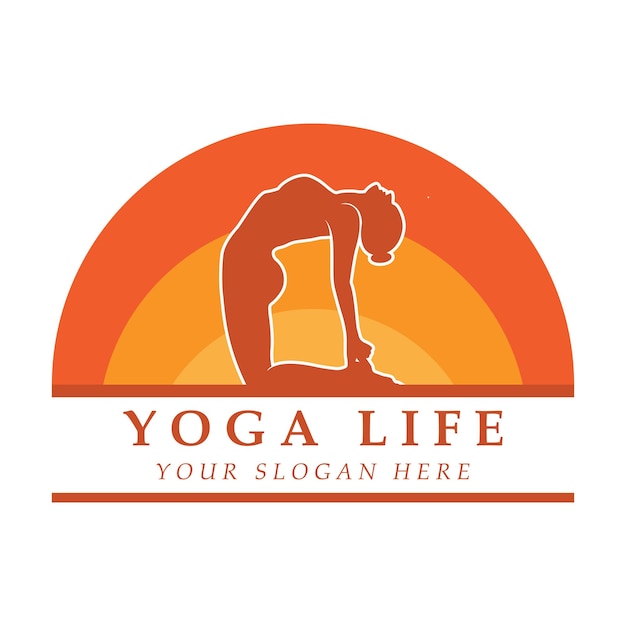 Logo de yoga y vector con plantilla de eslogan