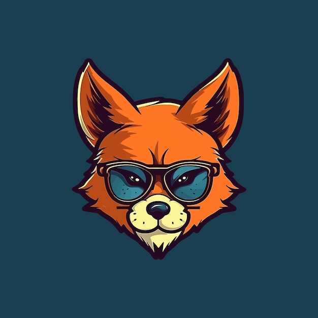 Un logo de un zorro con gafas diseñado en estilo de ilustración de esports