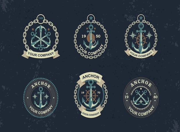 Logos antiguos de anclas náuticas